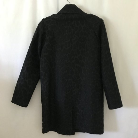 Sandro Paris Leopard-Textured Coat in All Black - Picture 2 of 6